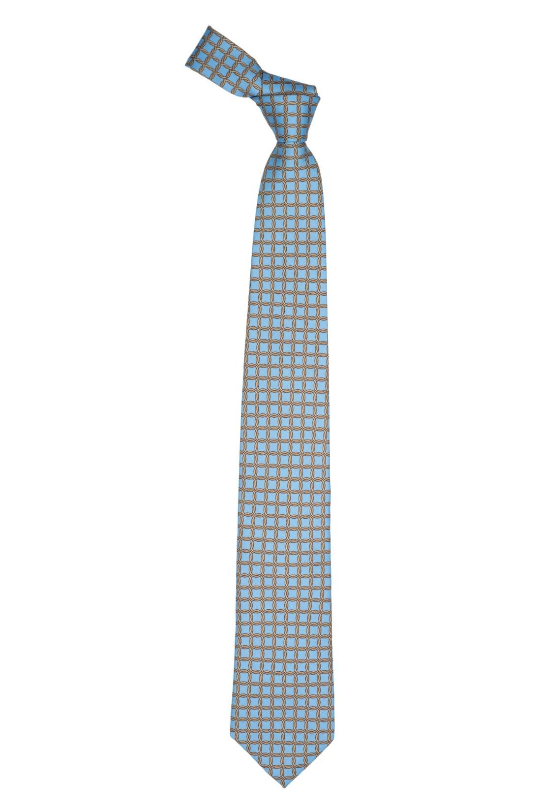 Premium Italian Como Silk Blue and Brown Necktie for Men