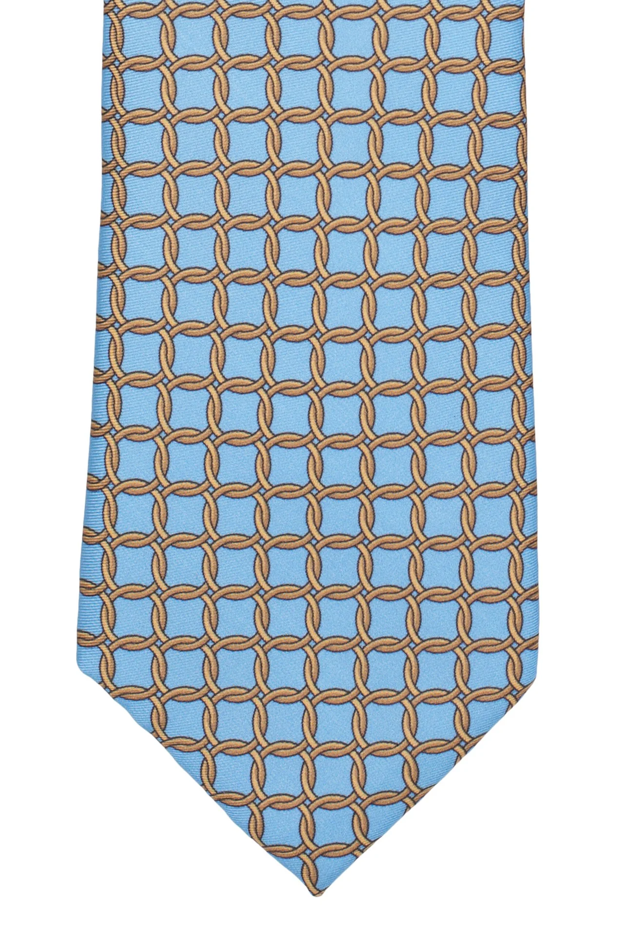 Premium Italian Como Silk Blue and Brown Necktie for Men