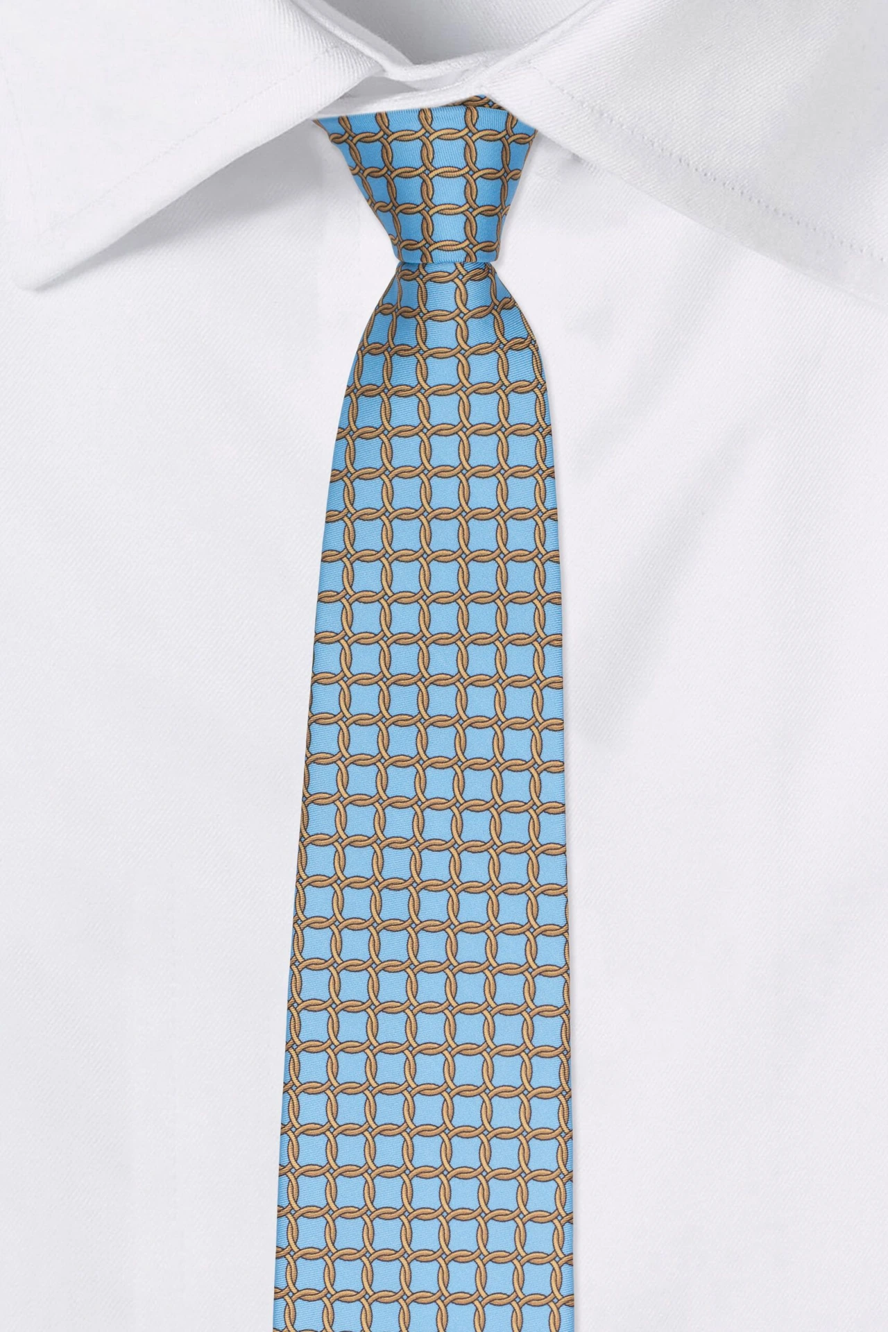 Premium Italian Como Silk Blue and Brown Necktie for Men