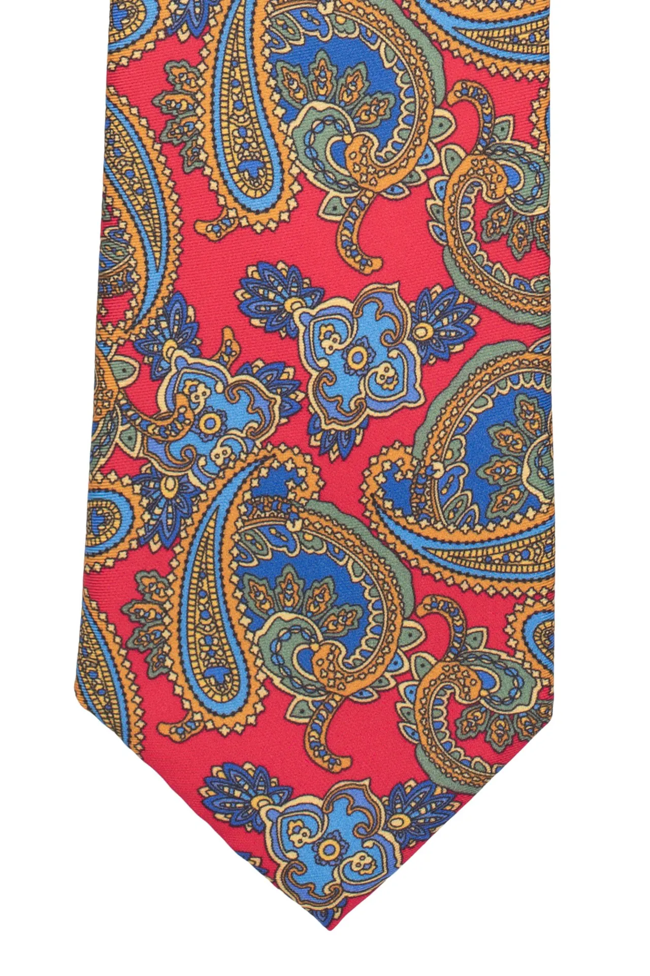 Premium Italian Como Silk Red Paisley Necktie for Men