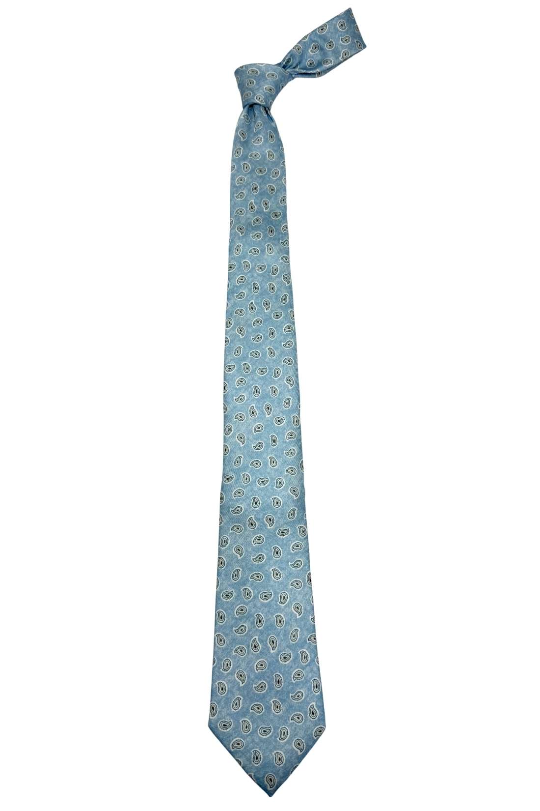 Light Blue Mini Paisley Silk Necktie for Men