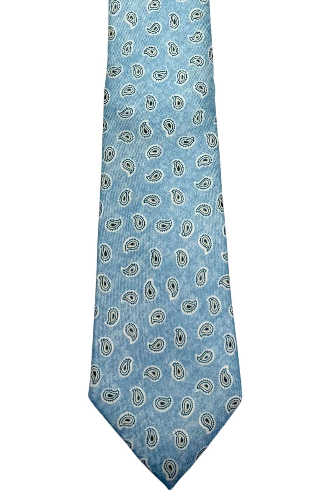 Light Blue Mini Paisley Silk Necktie for Men