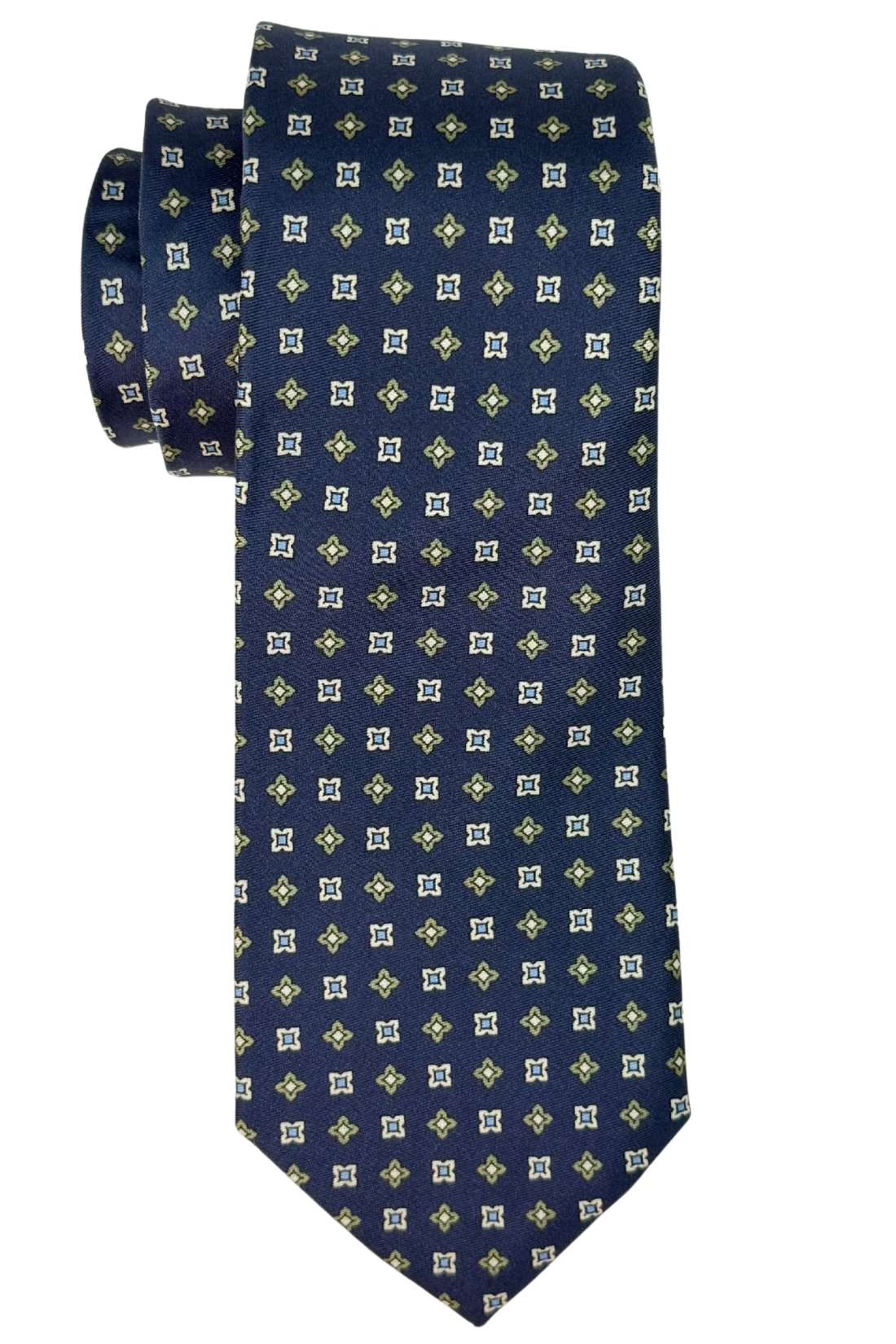 Navy Blue Geometric Silk Necktie for Men