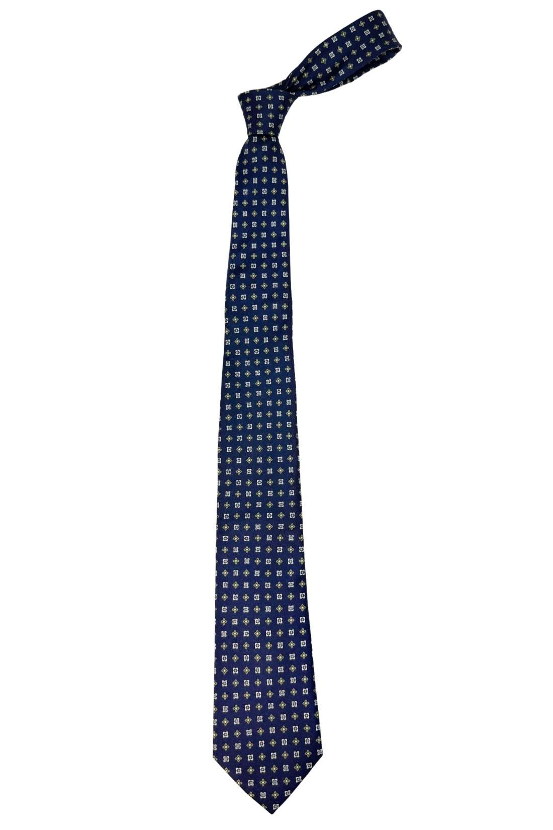 Navy Blue Geometric Silk Necktie for Men
