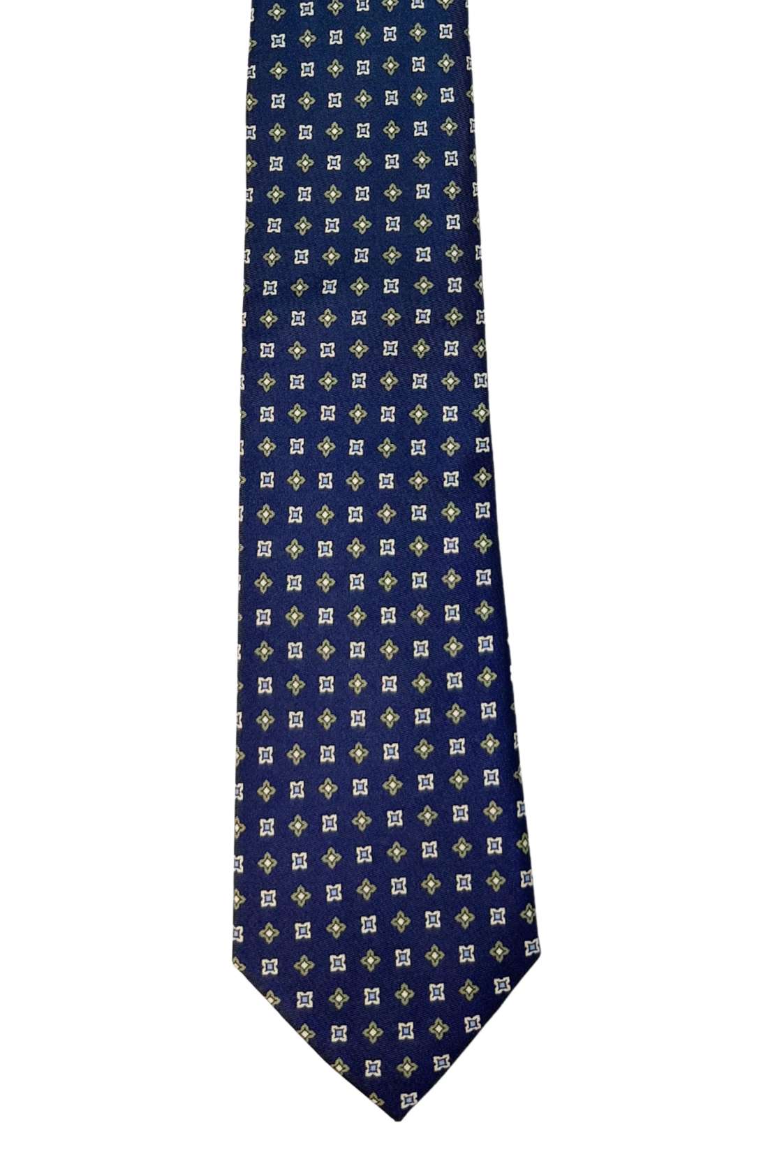 Navy Blue Geometric Silk Necktie for Men