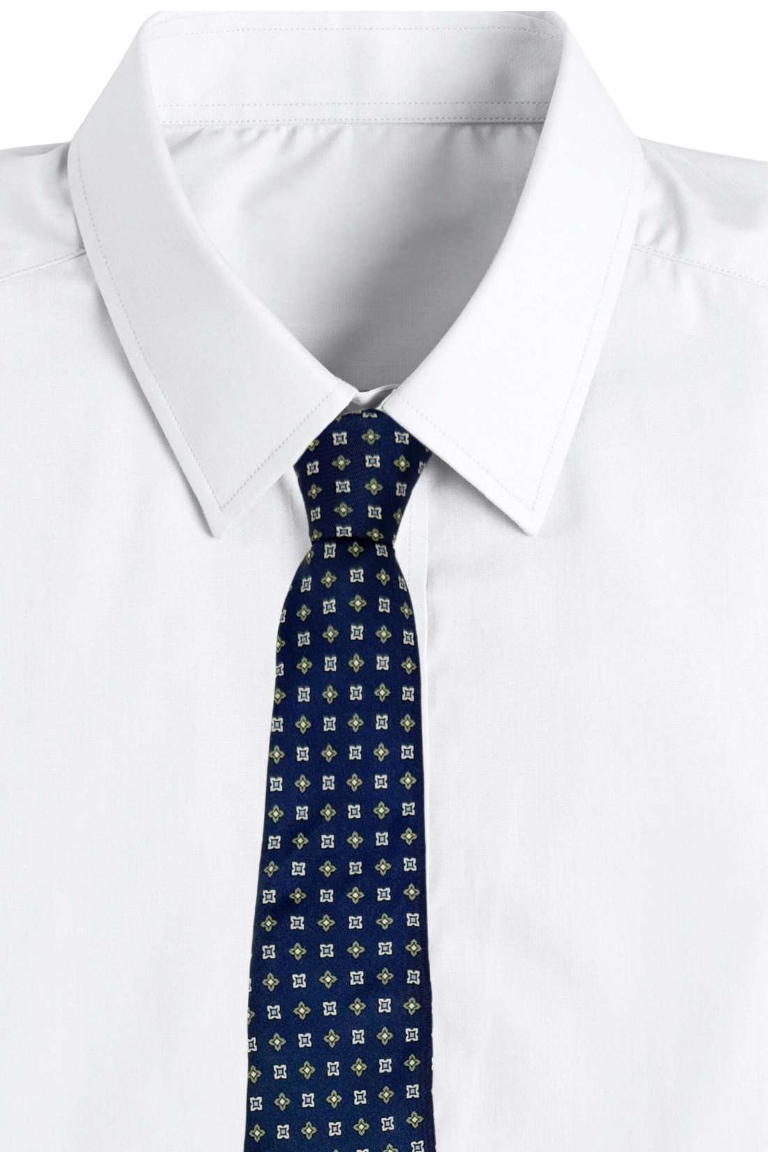 Navy Blue Geometric Silk Necktie for Men