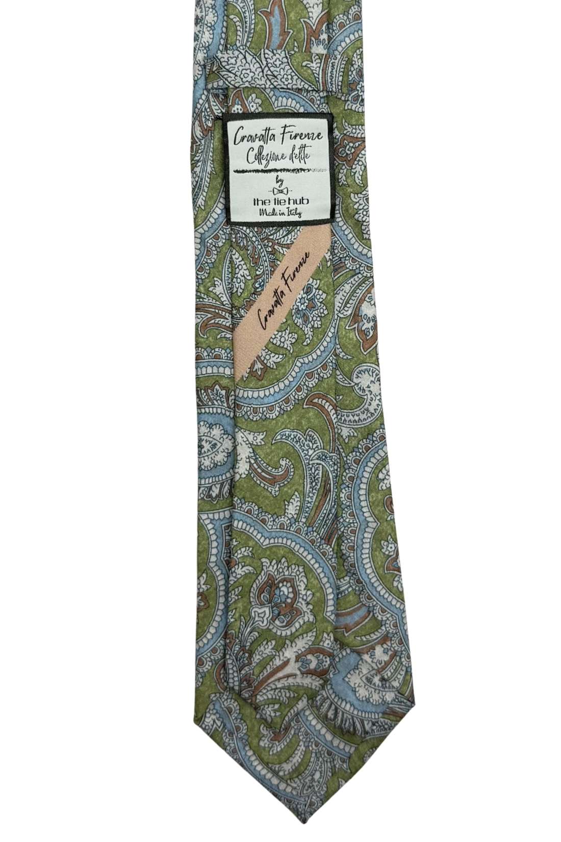 Green and Blue Paisley Silk Necktie for Men