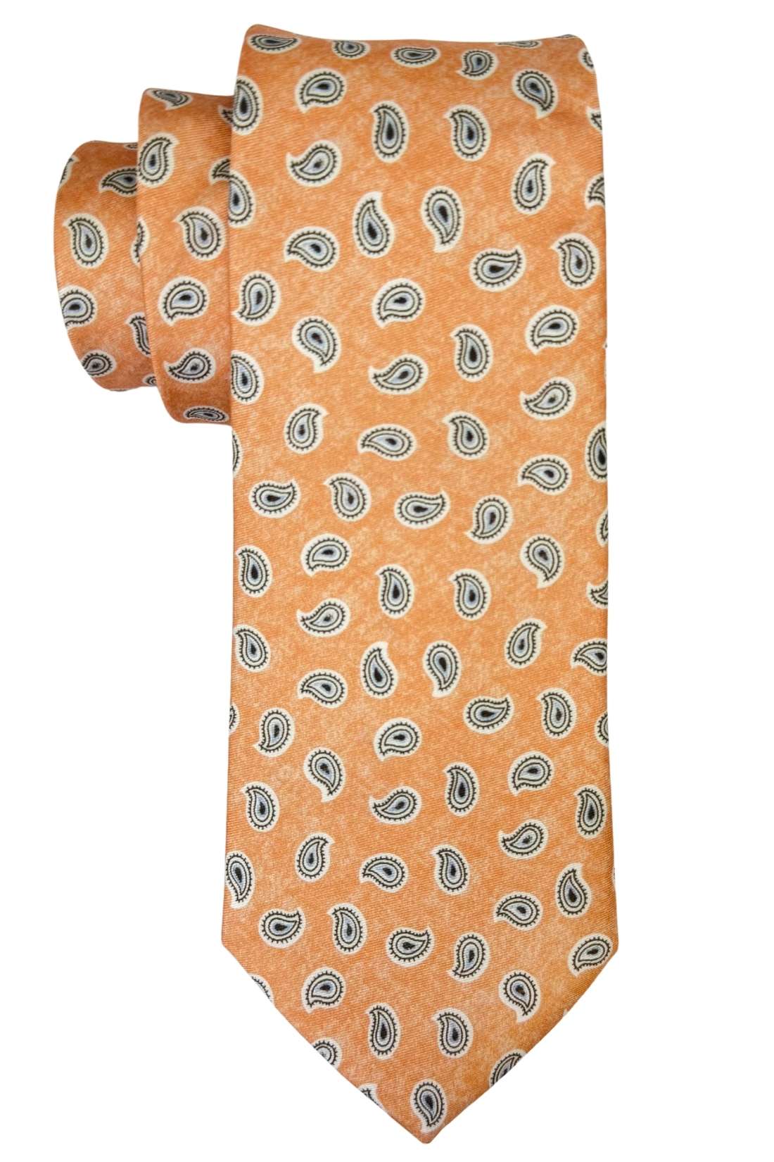 Orange Mini Paisley Silk Necktie for Men