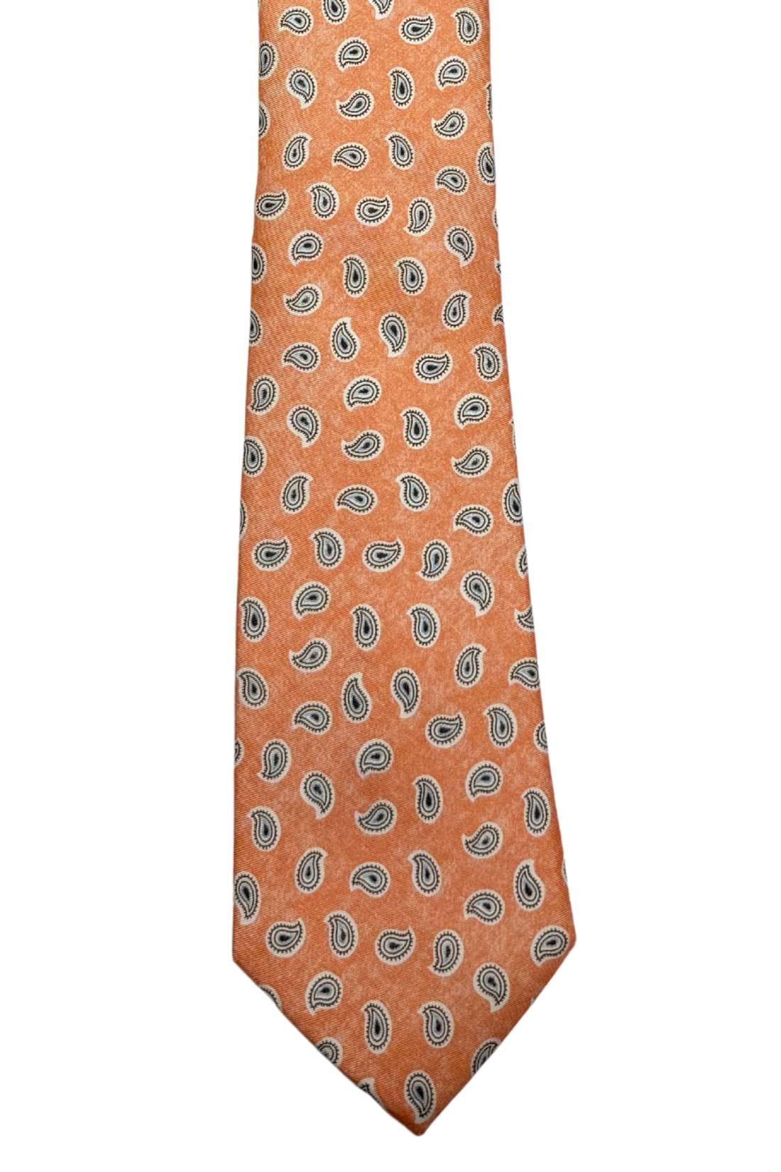 Orange Mini Paisley Silk Necktie for Men