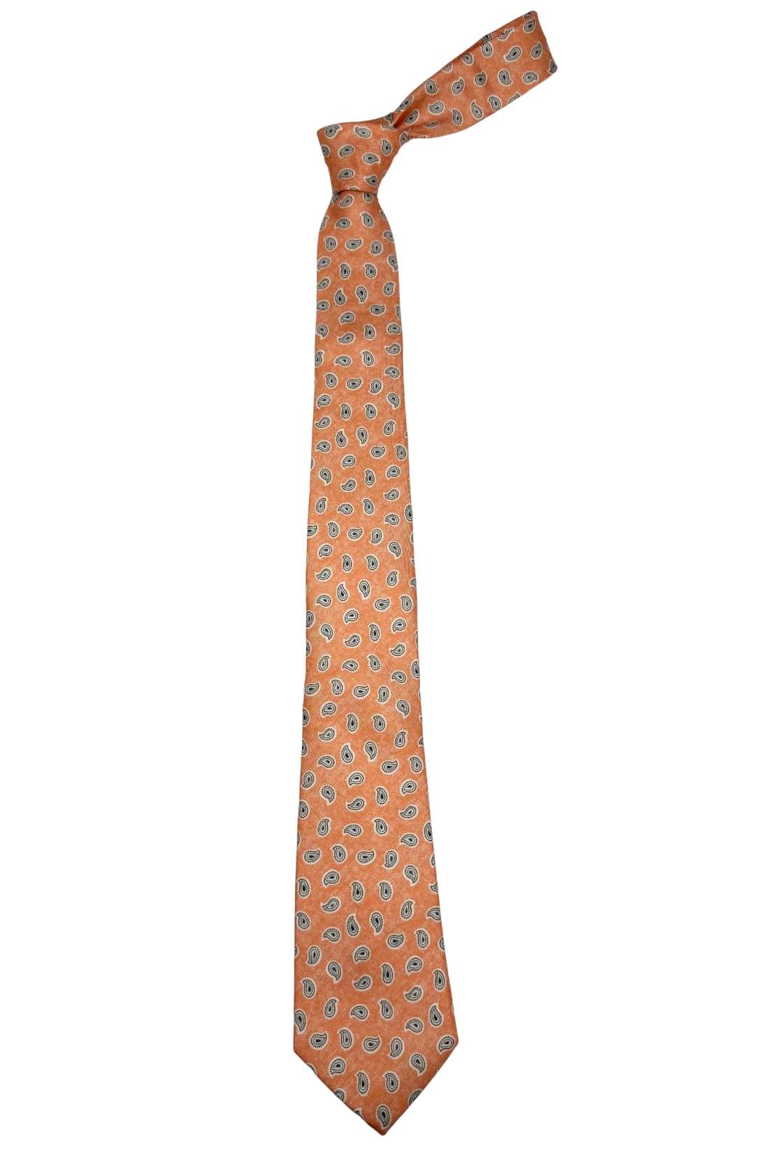 Orange Mini Paisley Silk Necktie for Men