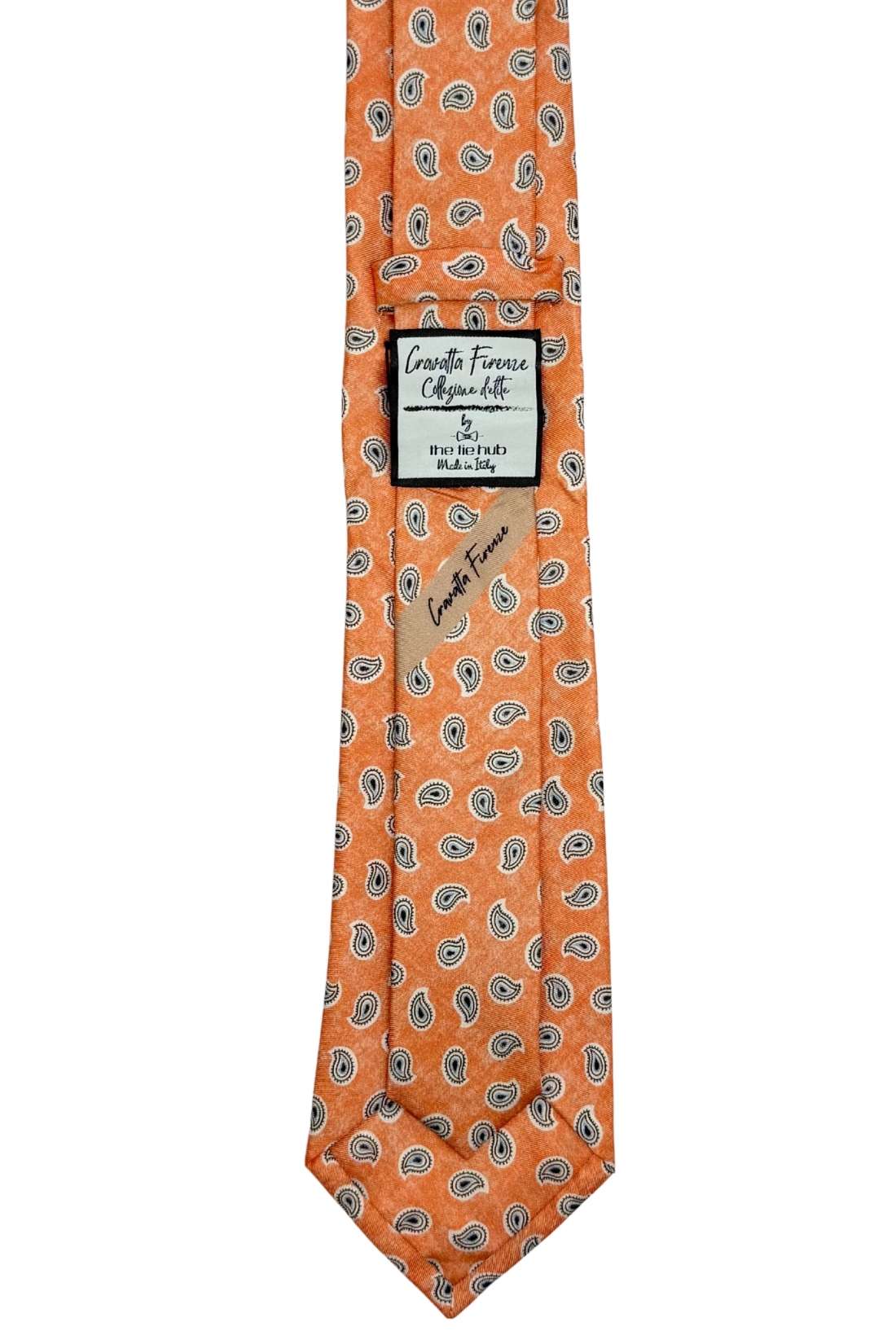 Orange Mini Paisley Silk Necktie for Men