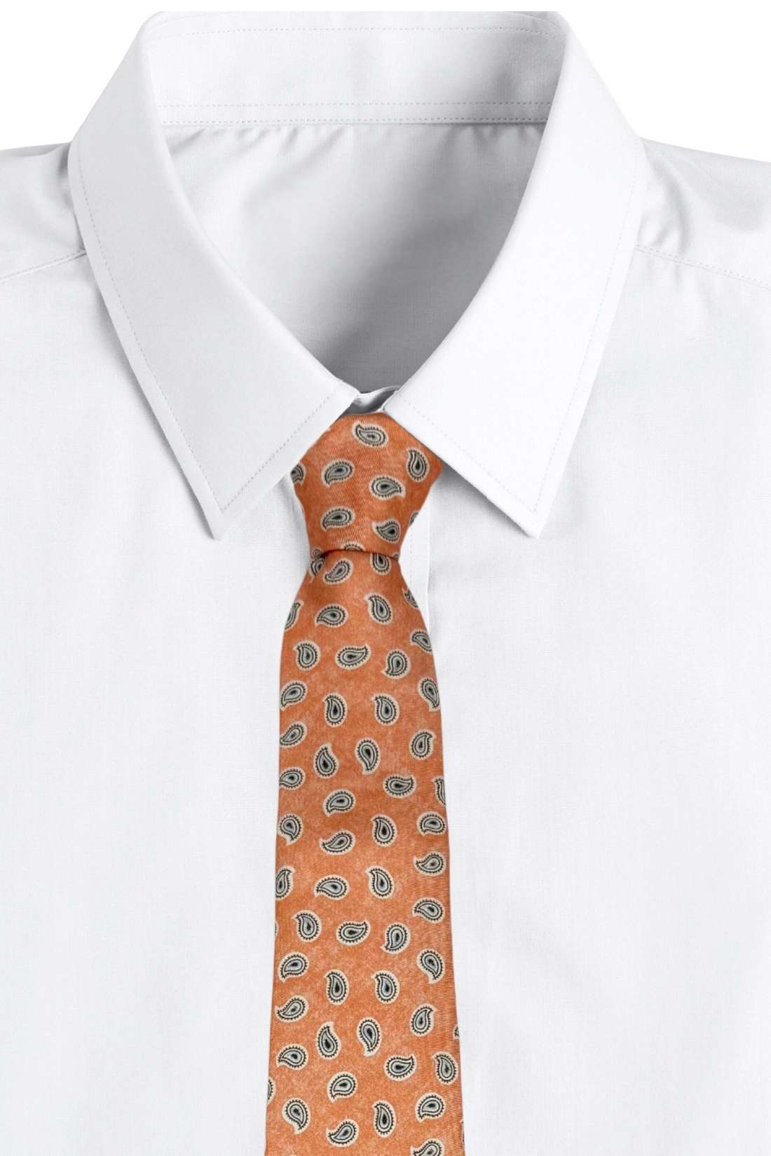 Orange Mini Paisley Silk Necktie for Men