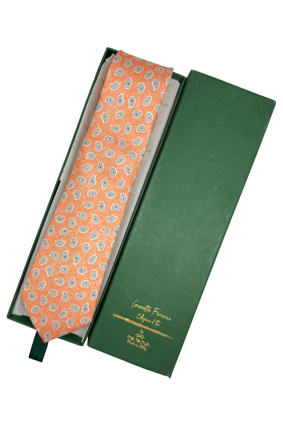 Orange Mini Paisley Silk Necktie for Men