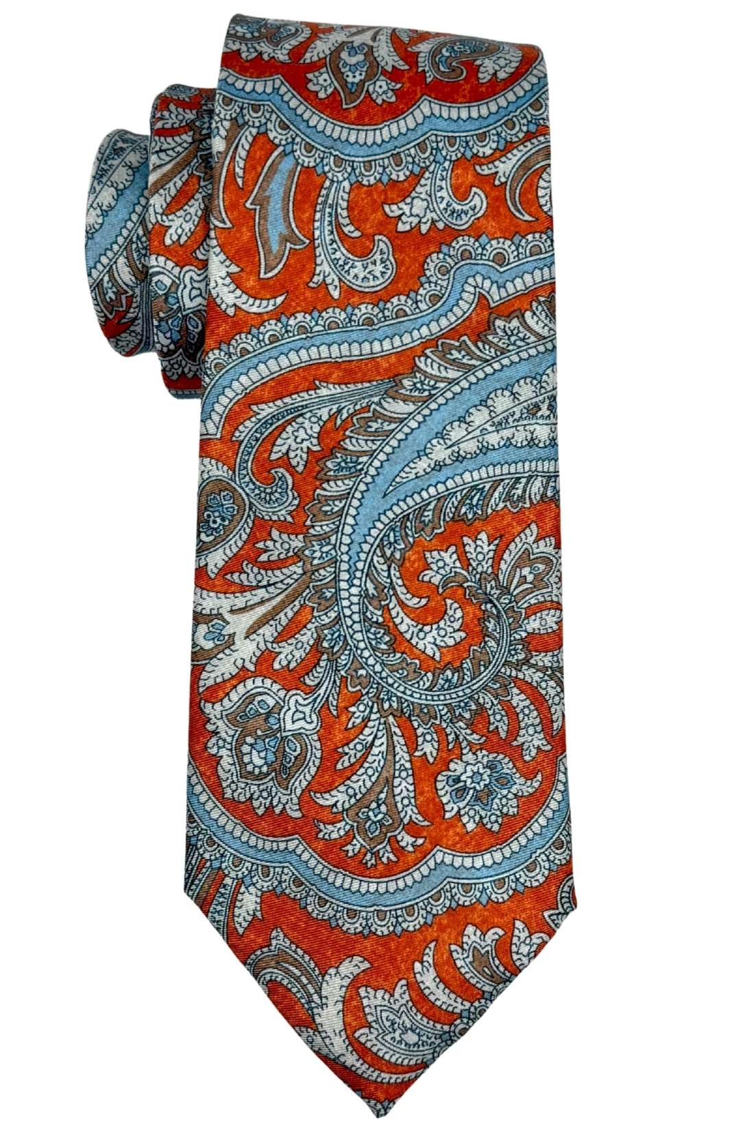 Rust Paisley Silk Necktie for Men