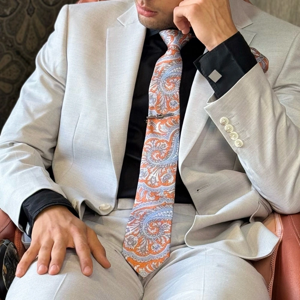 Rust Paisley Silk Necktie for Men
