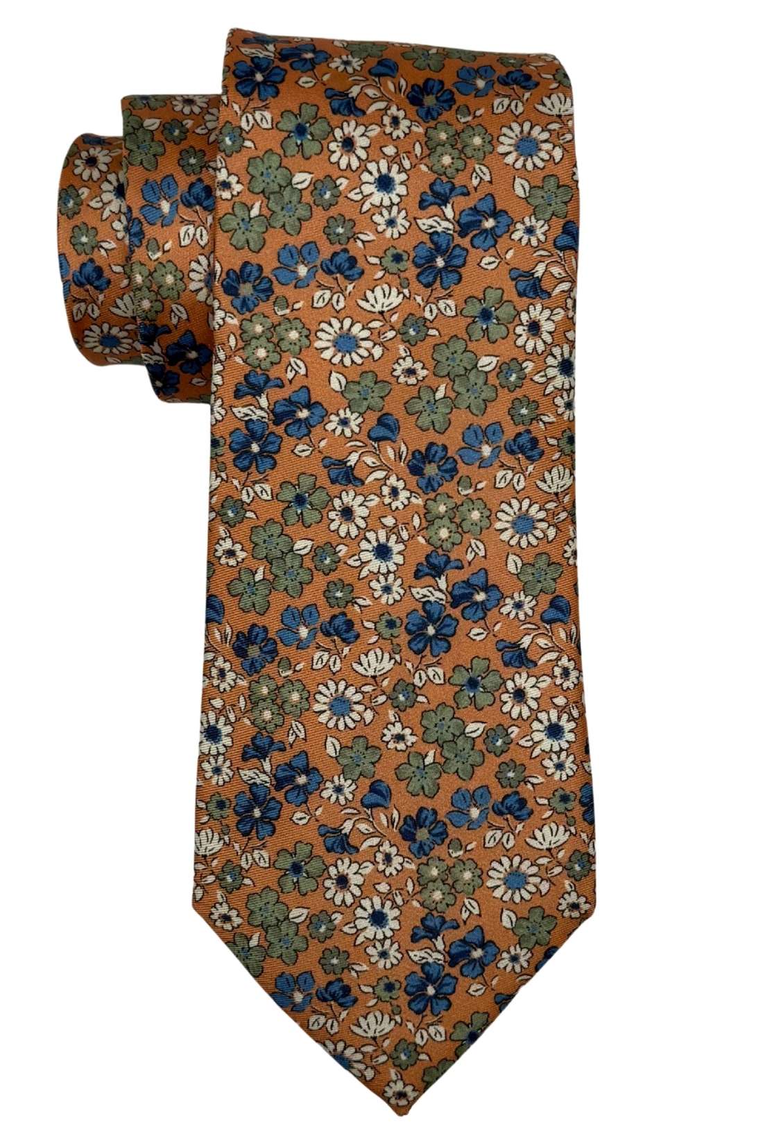 Orange Floral Silk Necktie for Men
