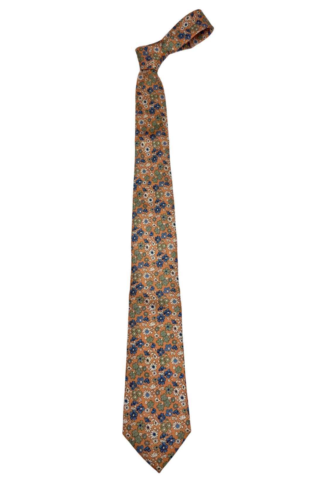 Orange Floral Silk Necktie for Men