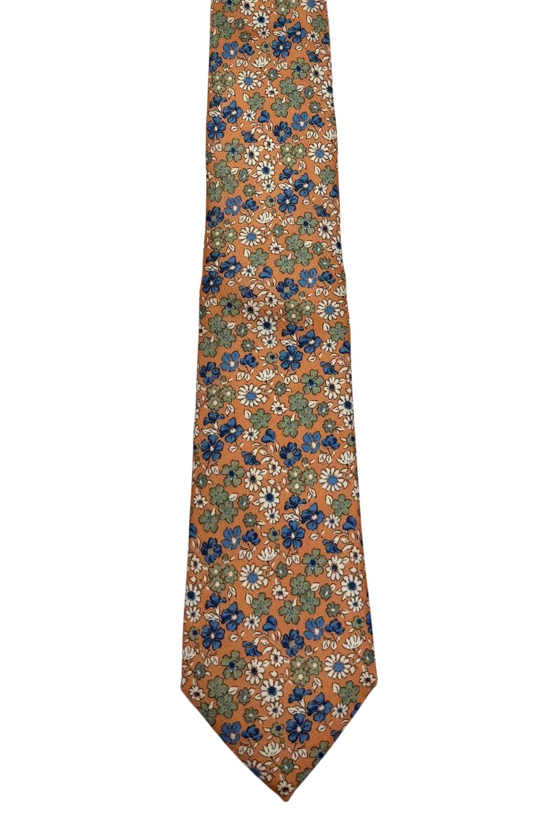 Orange Floral Silk Necktie for Men