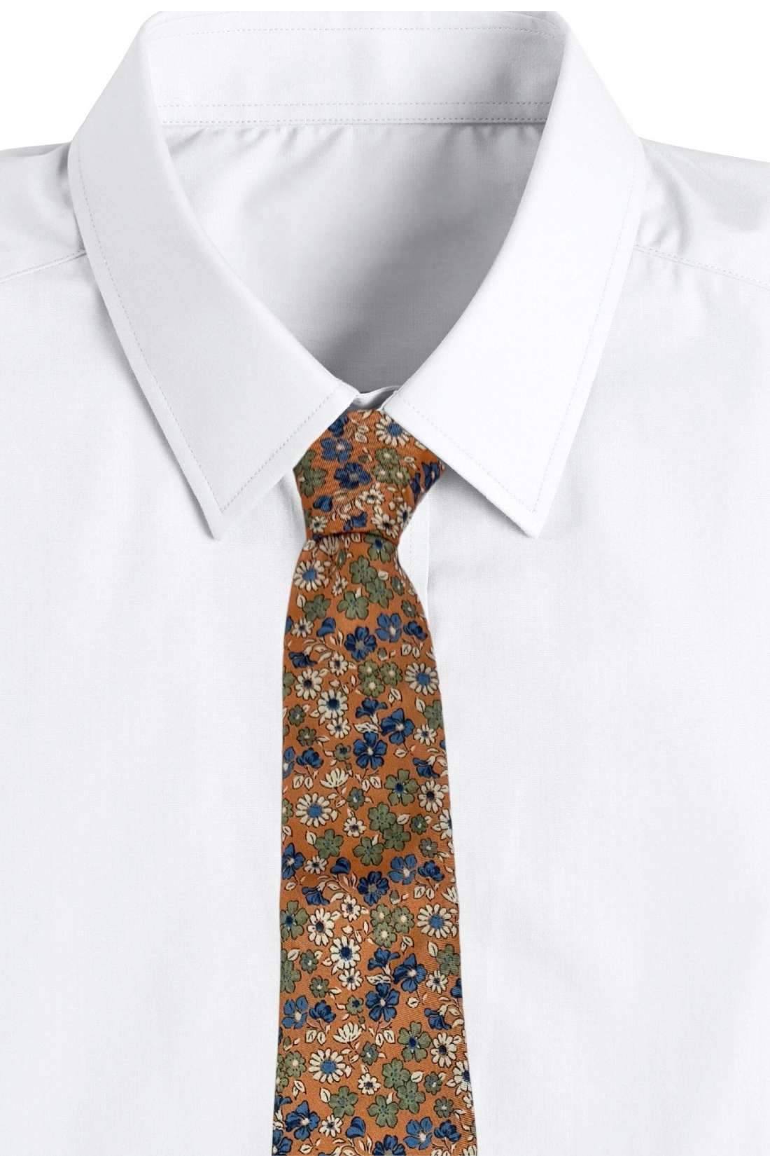 Orange Floral Silk Necktie for Men