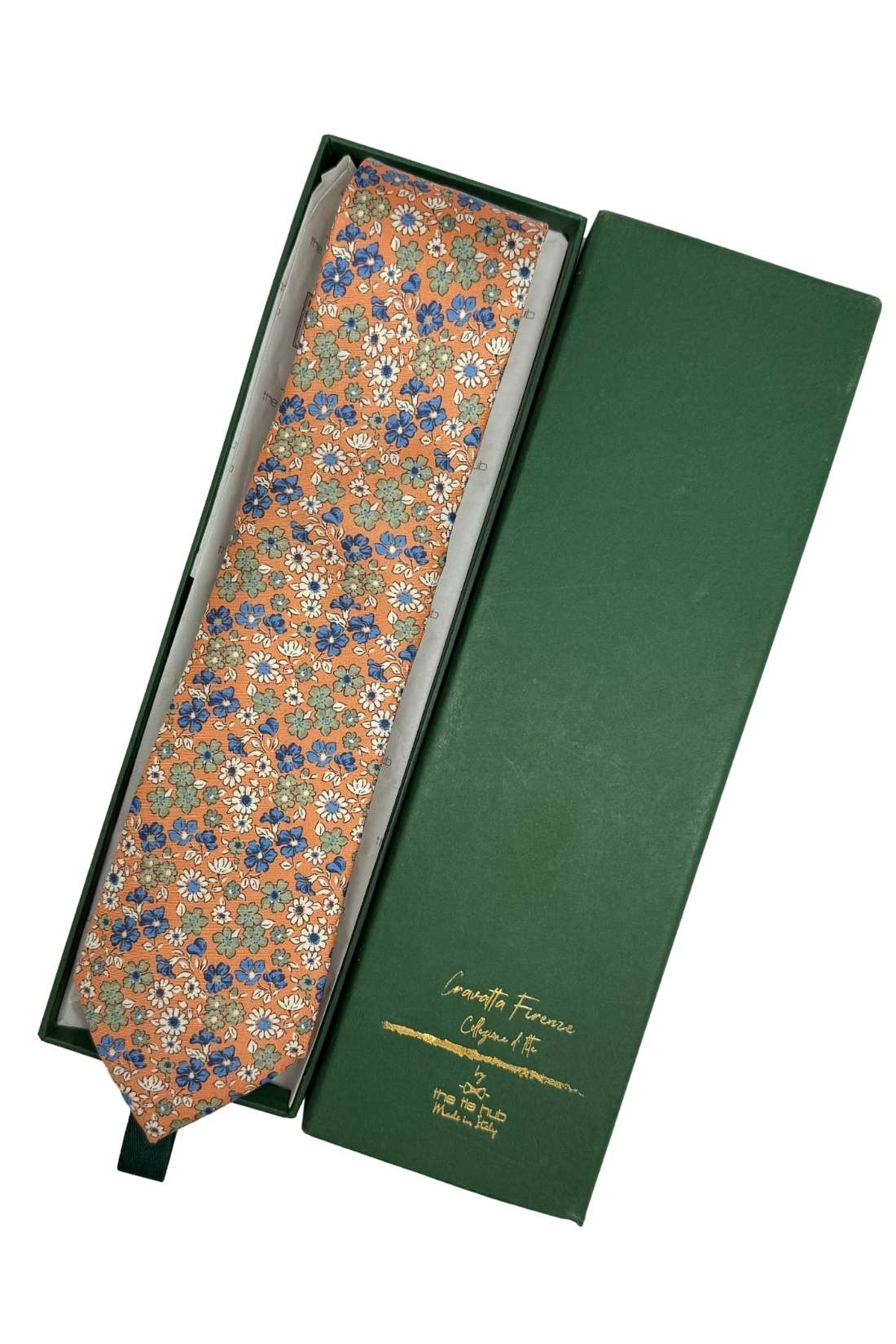 Orange Floral Silk Necktie for Men