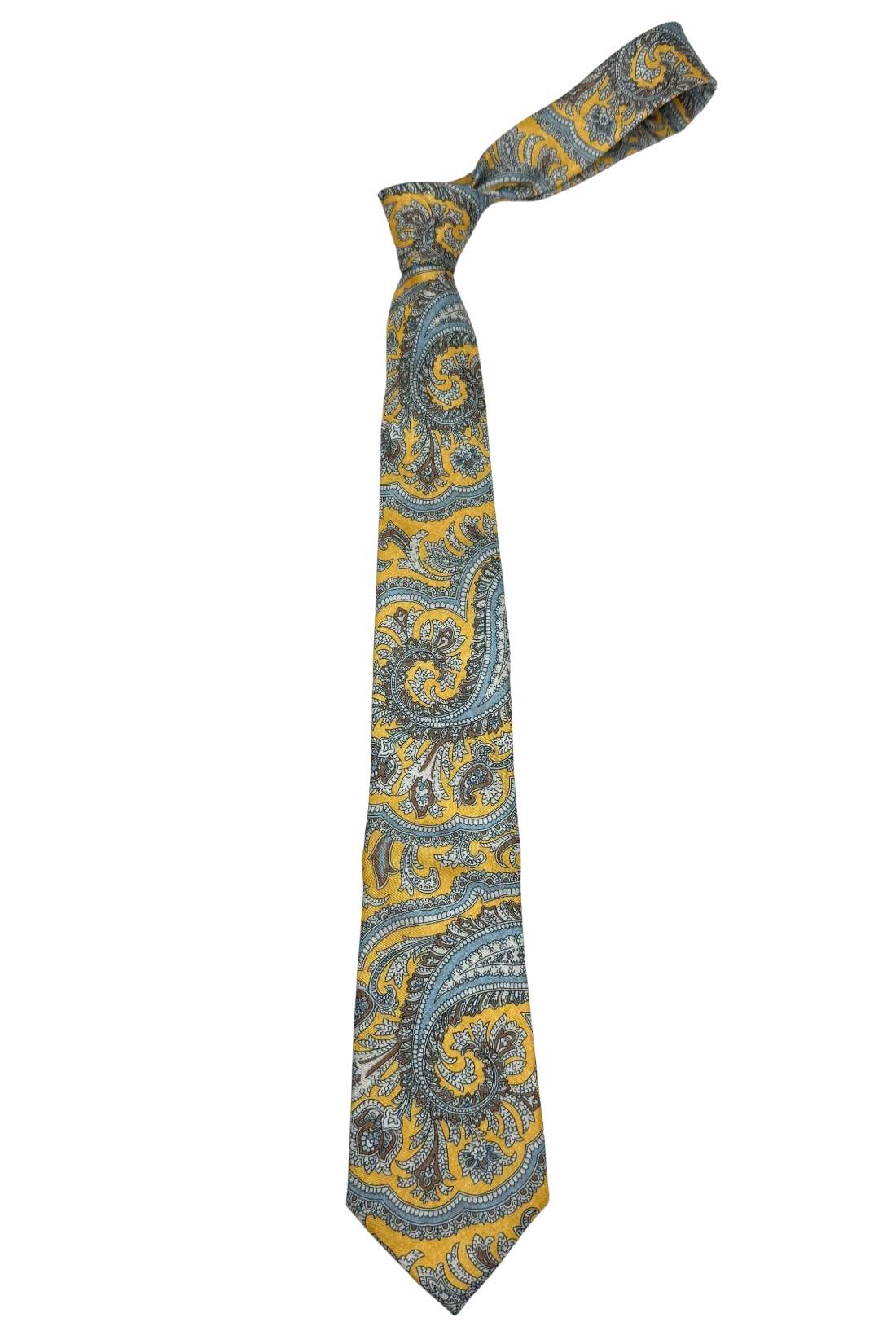 Yellow Paisley Silk Necktie for Men