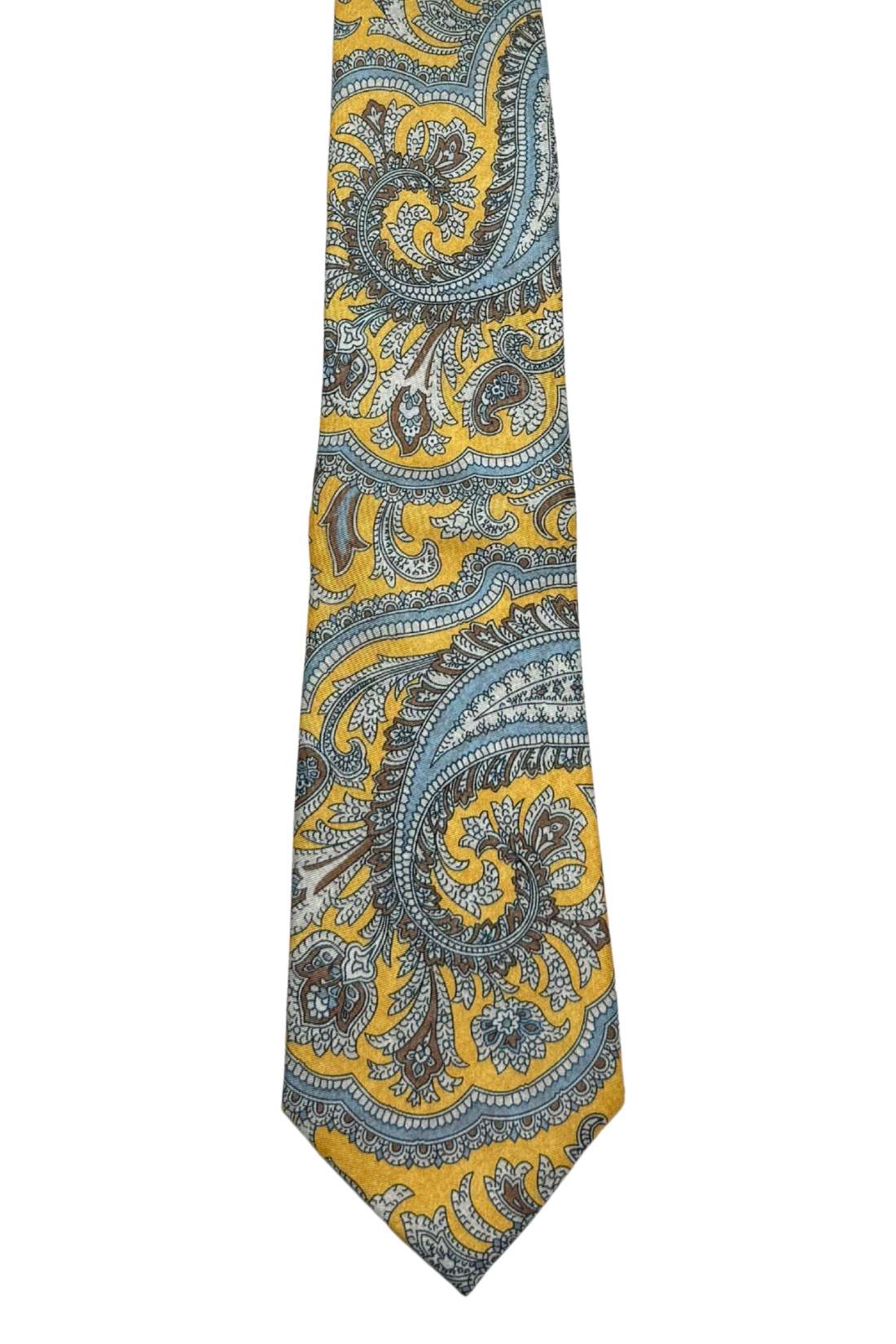 Yellow Paisley Silk Necktie for Men