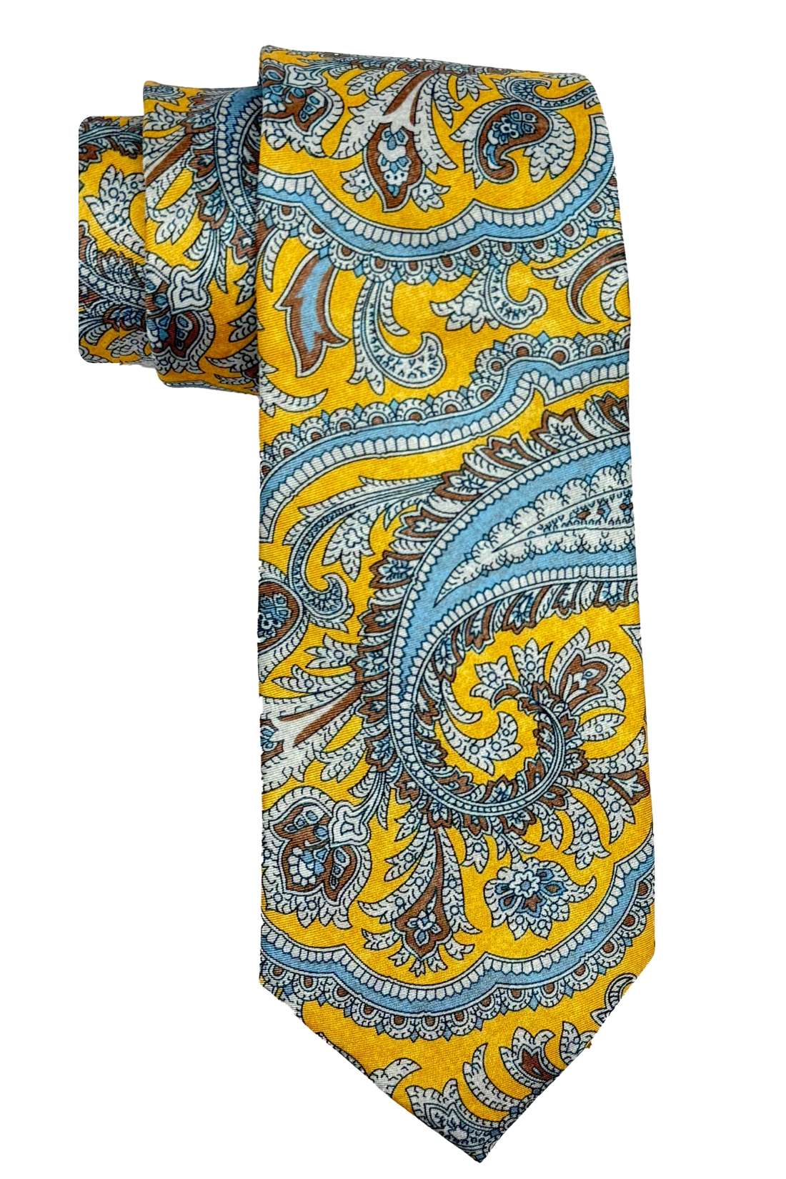 Yellow Paisley Silk Necktie for Men