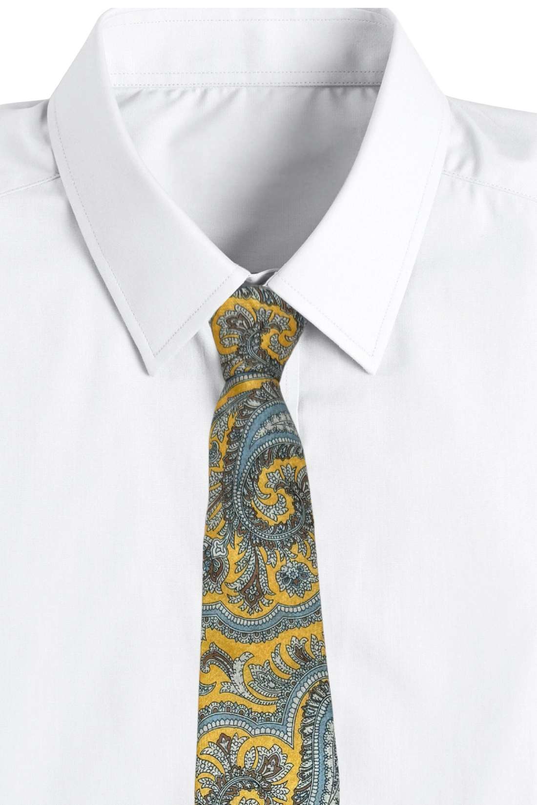 Yellow Paisley Silk Necktie for Men