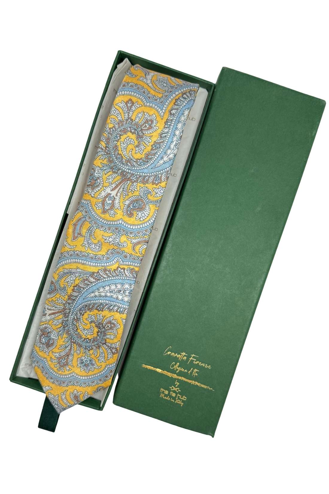 Yellow Paisley Silk Necktie for Men