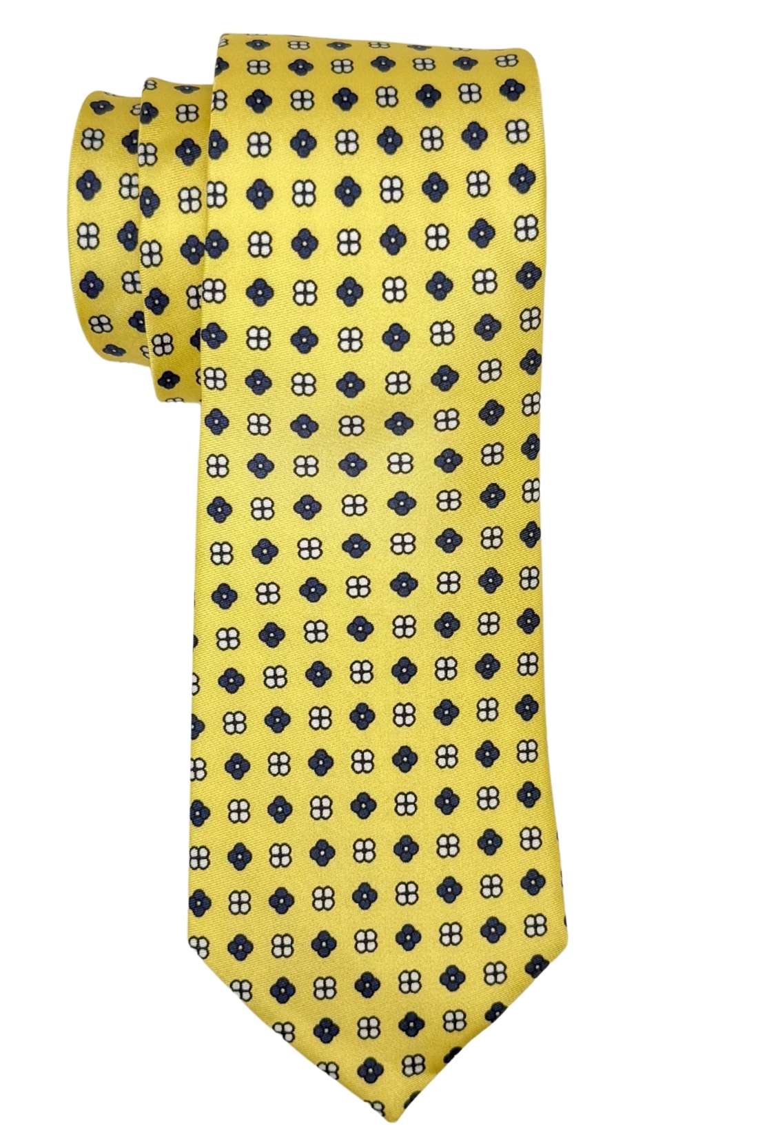 Yellow Geometric Silk Necktie for Men