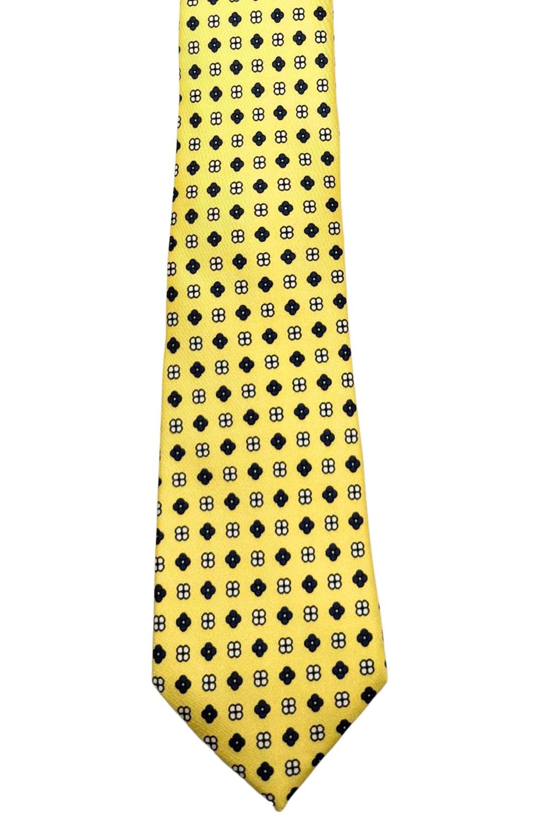 Yellow Geometric Silk Necktie for Men