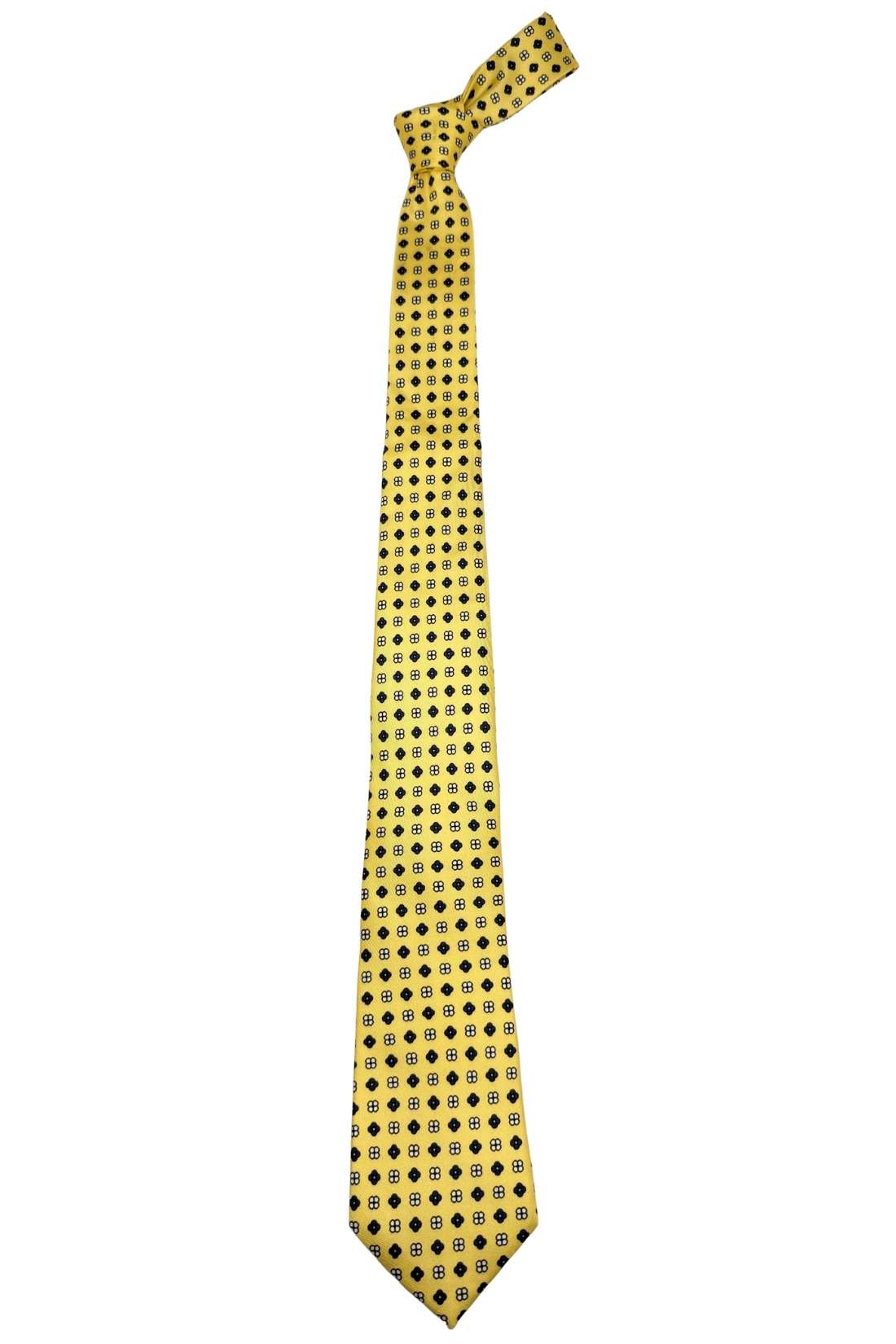 Yellow Geometric Silk Necktie for Men
