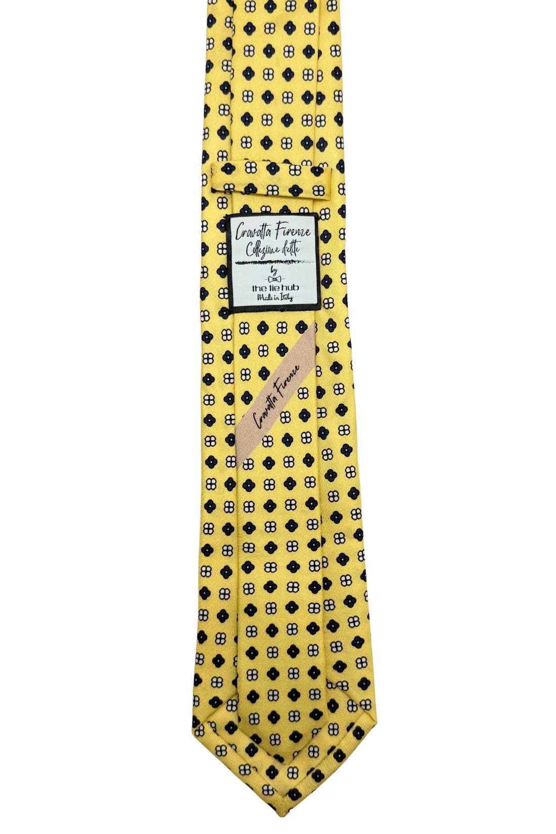Yellow Geometric Silk Necktie for Men