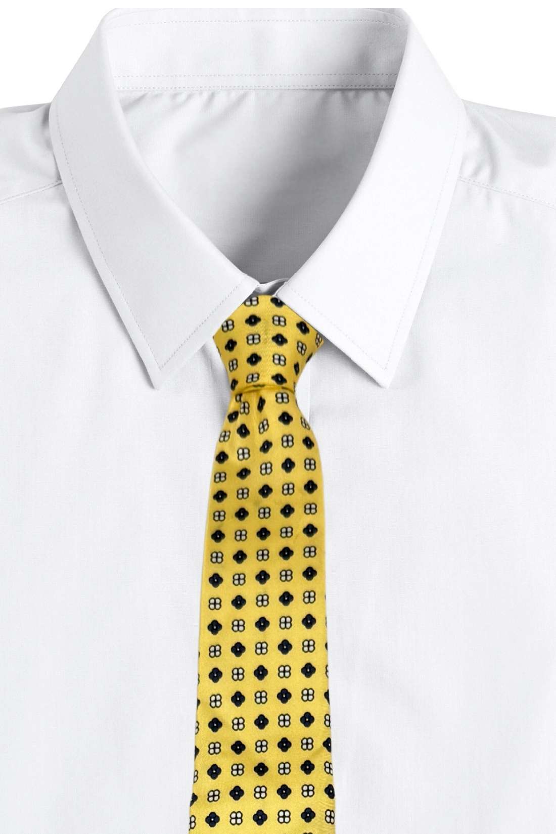 Yellow Geometric Silk Necktie for Men