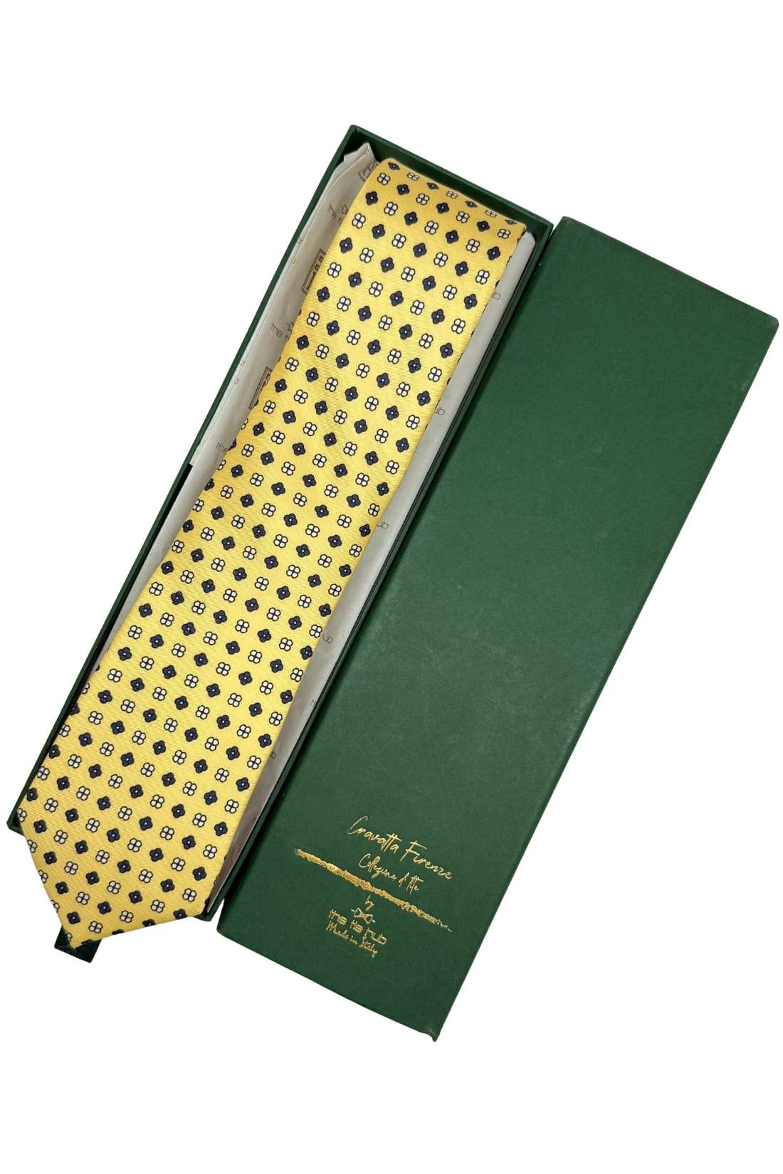Yellow Geometric Silk Necktie for Men