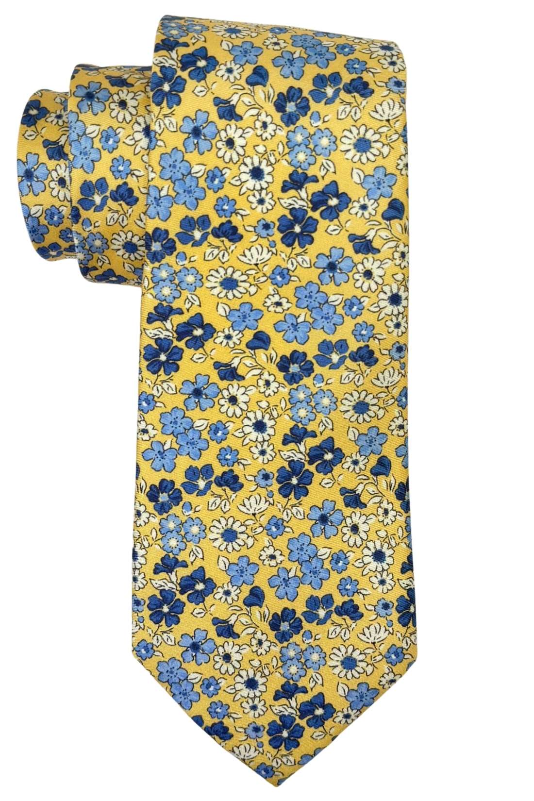 Yellow Floral Silk Necktie for Men