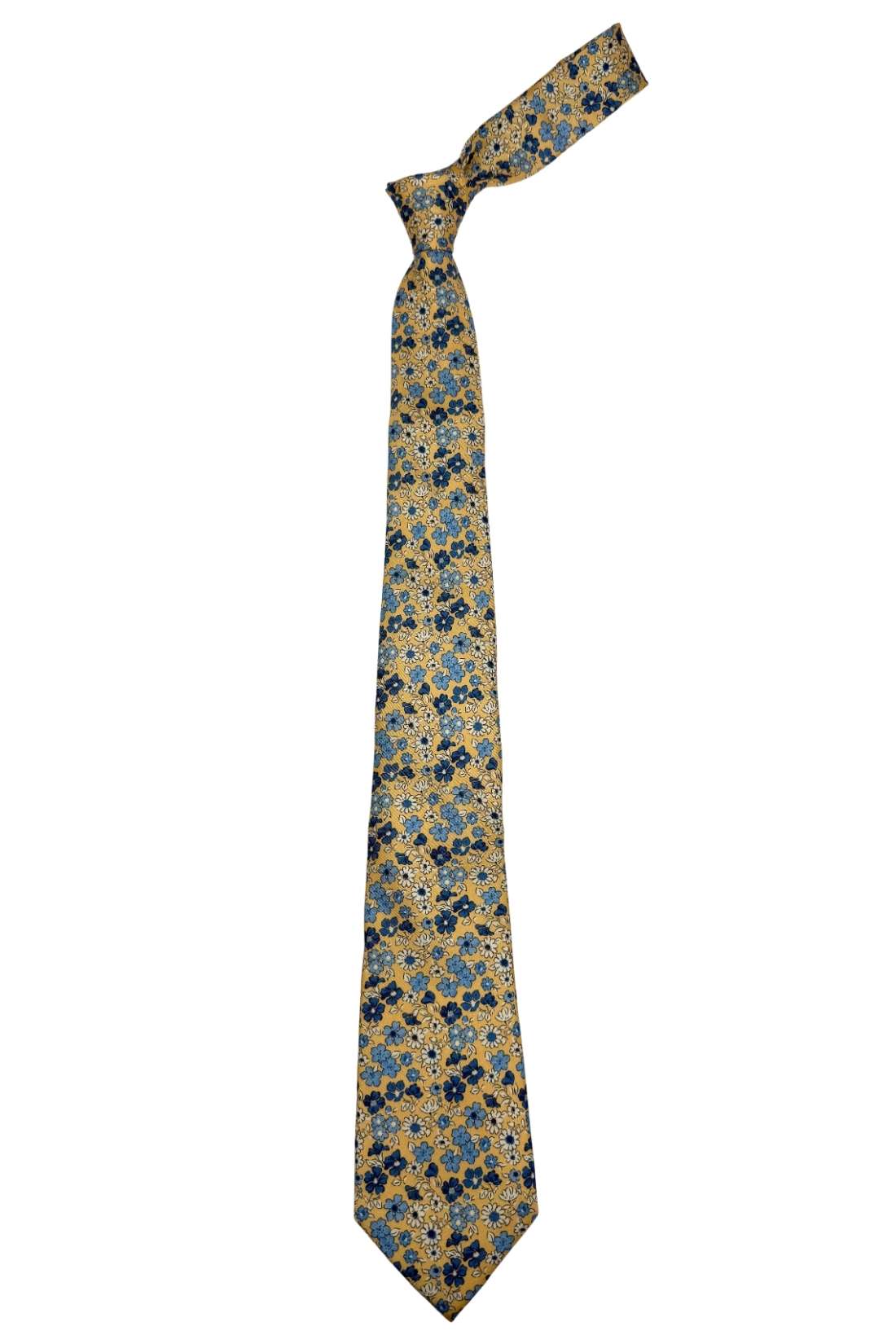 Yellow Floral Silk Necktie for Men