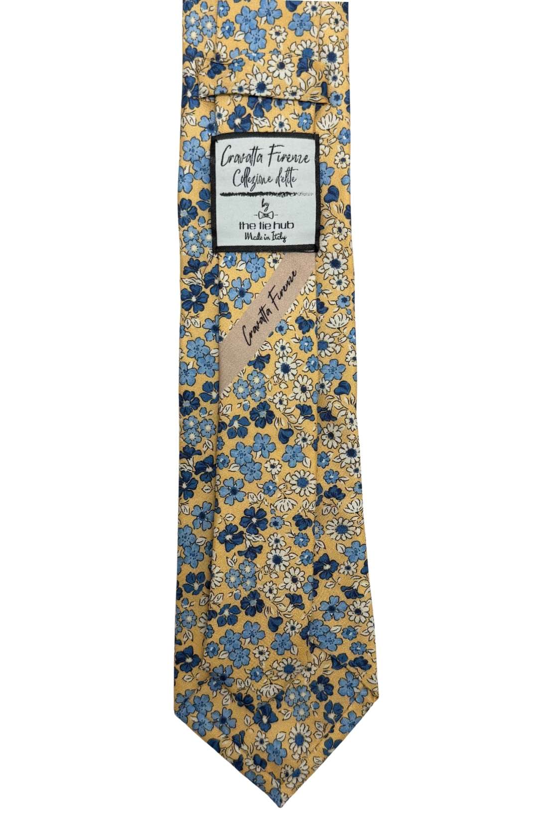 Yellow Floral Silk Necktie for Men