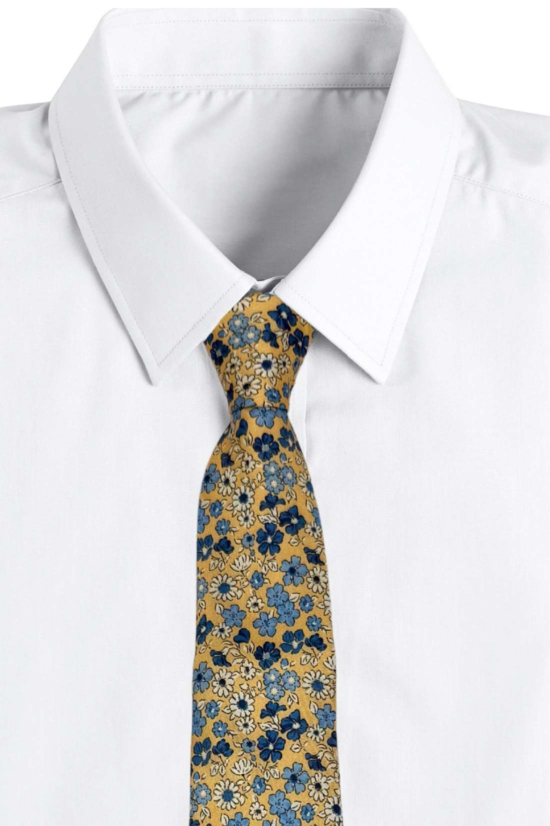 Yellow Floral Silk Necktie for Men