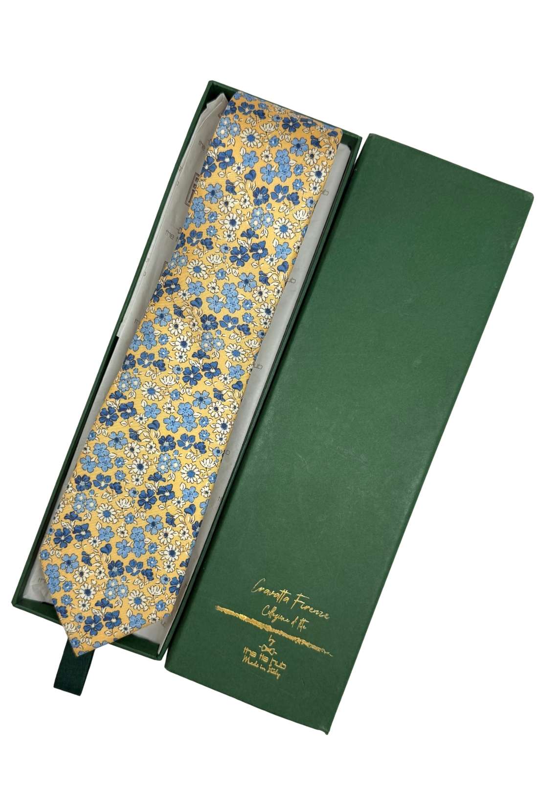 Yellow Floral Silk Necktie for Men