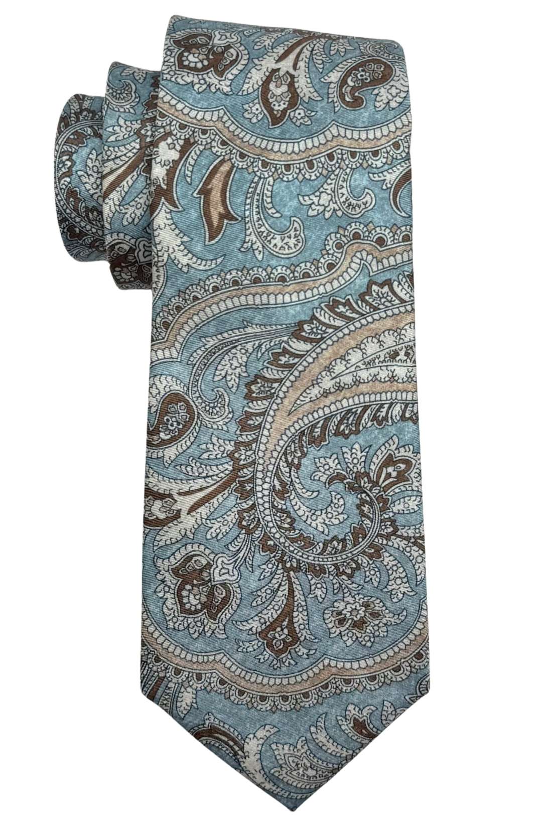 Sky Blue Paisley Silk Necktie for Men