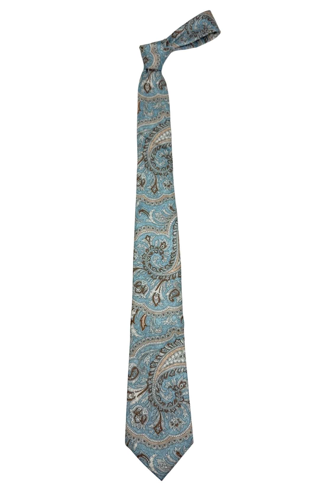 Sky Blue Paisley Silk Necktie for Men