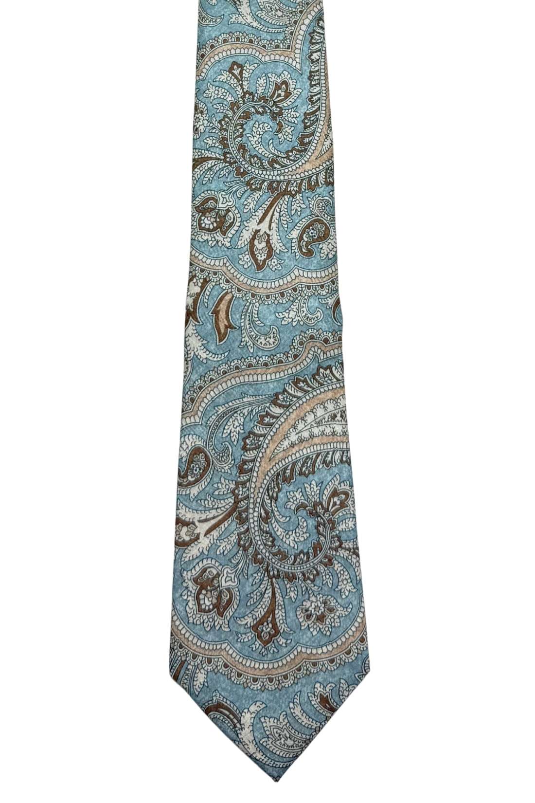 Sky Blue Paisley Silk Necktie for Men