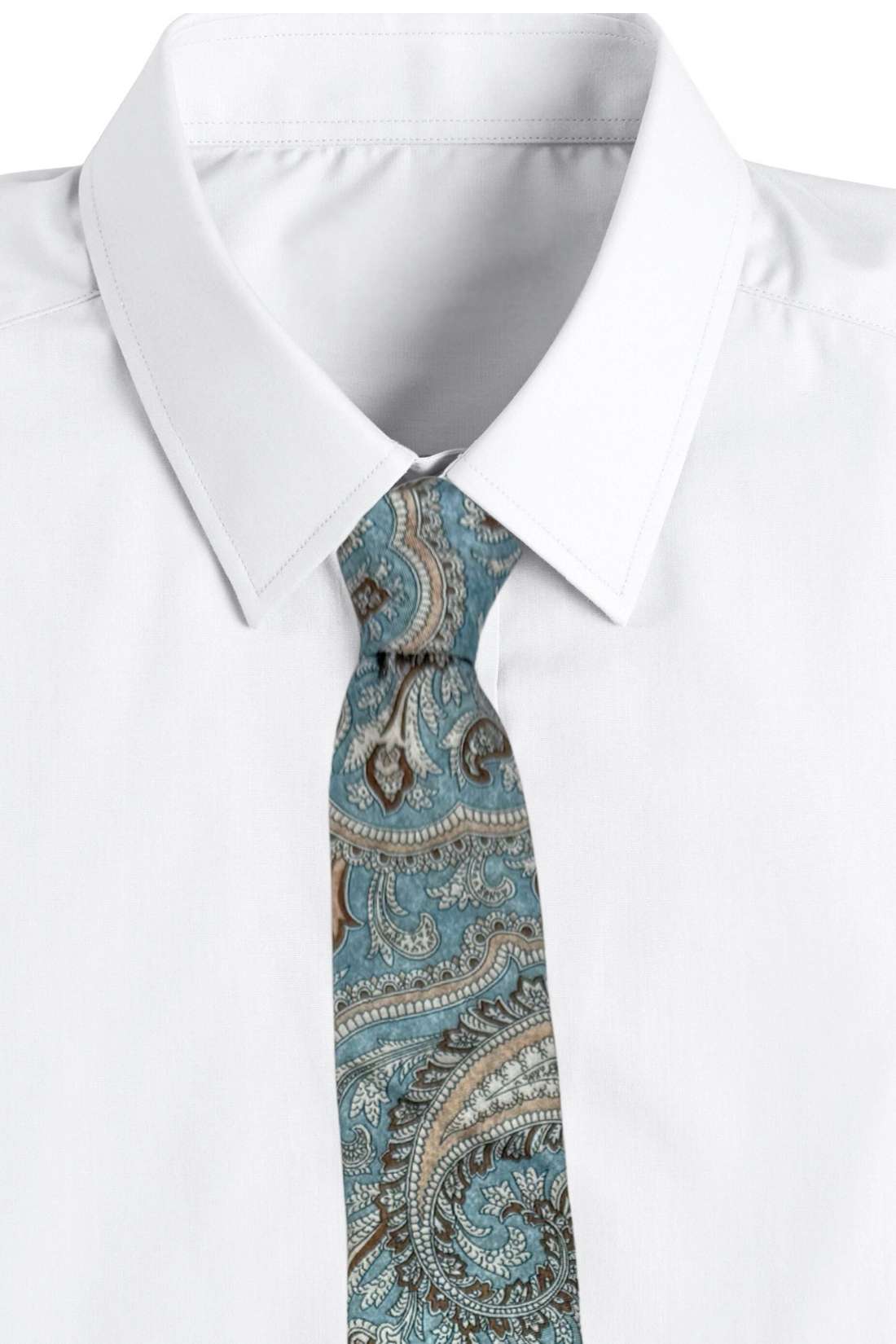 Sky Blue Paisley Silk Necktie for Men