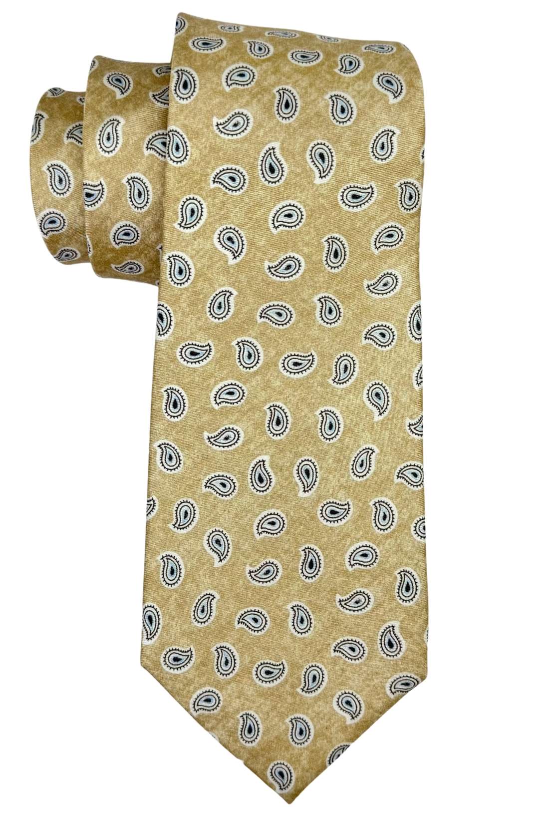 Beige Mini Paisley Silk Necktie for Men