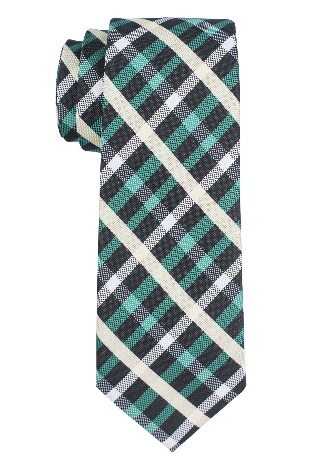 Green Geometric Microfiber Necktie for Men