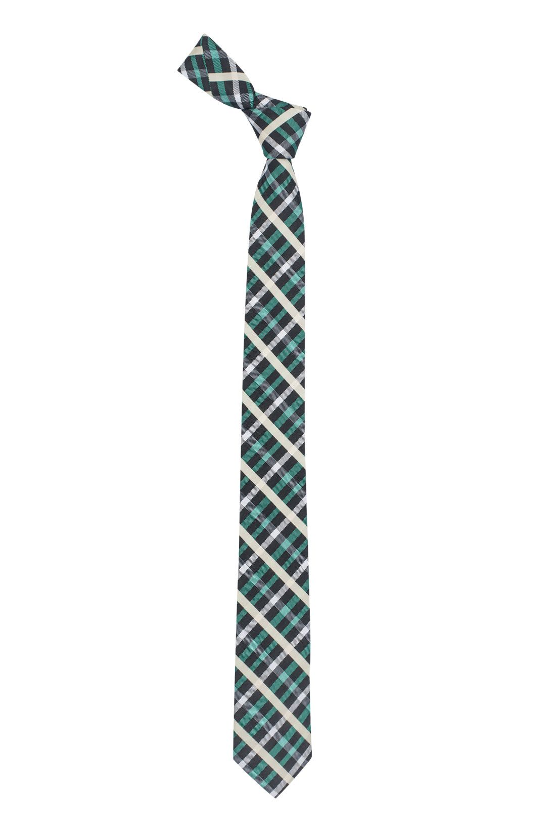 Green Geometric Microfiber Necktie for Men