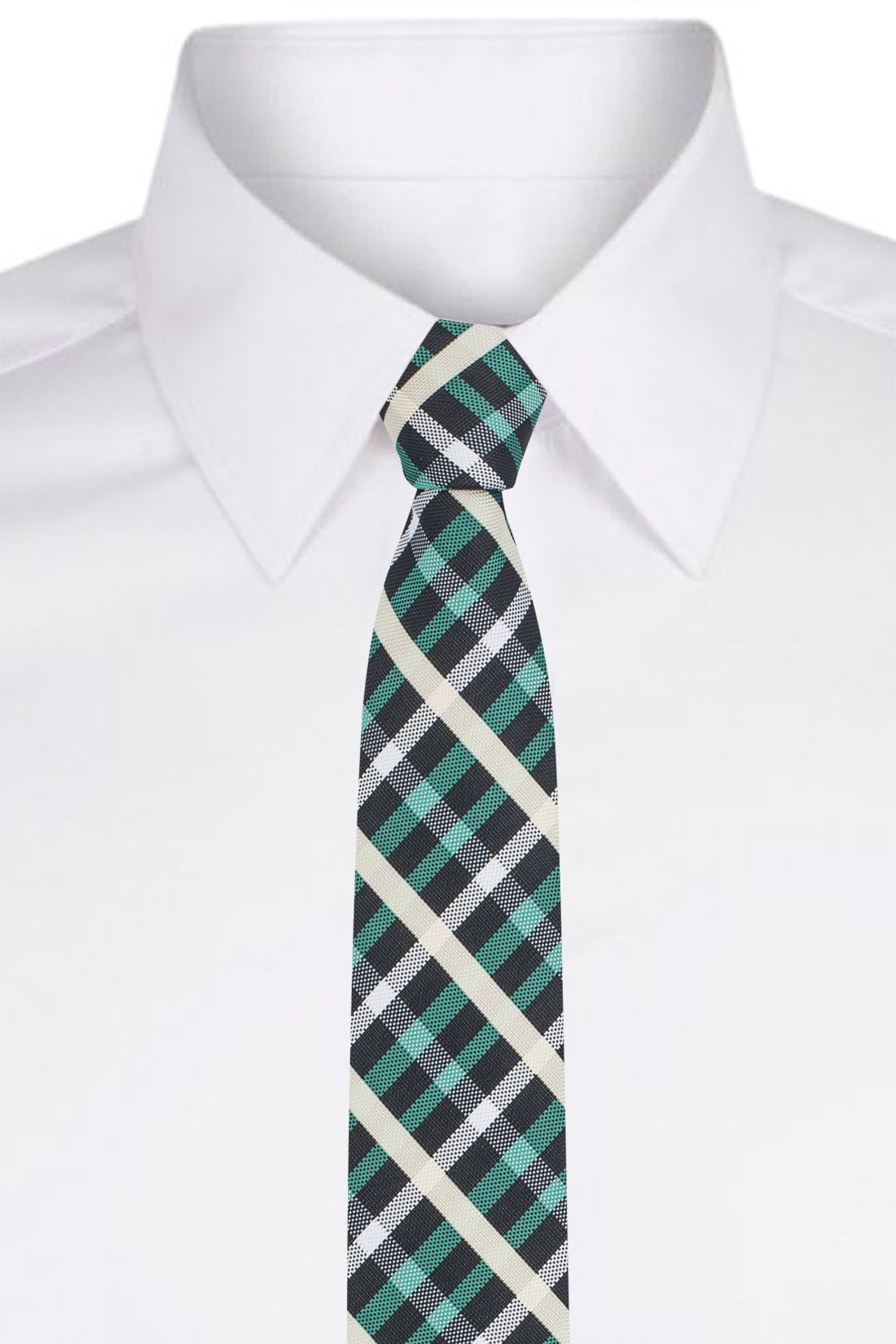 Green Geometric Microfiber Necktie for Men