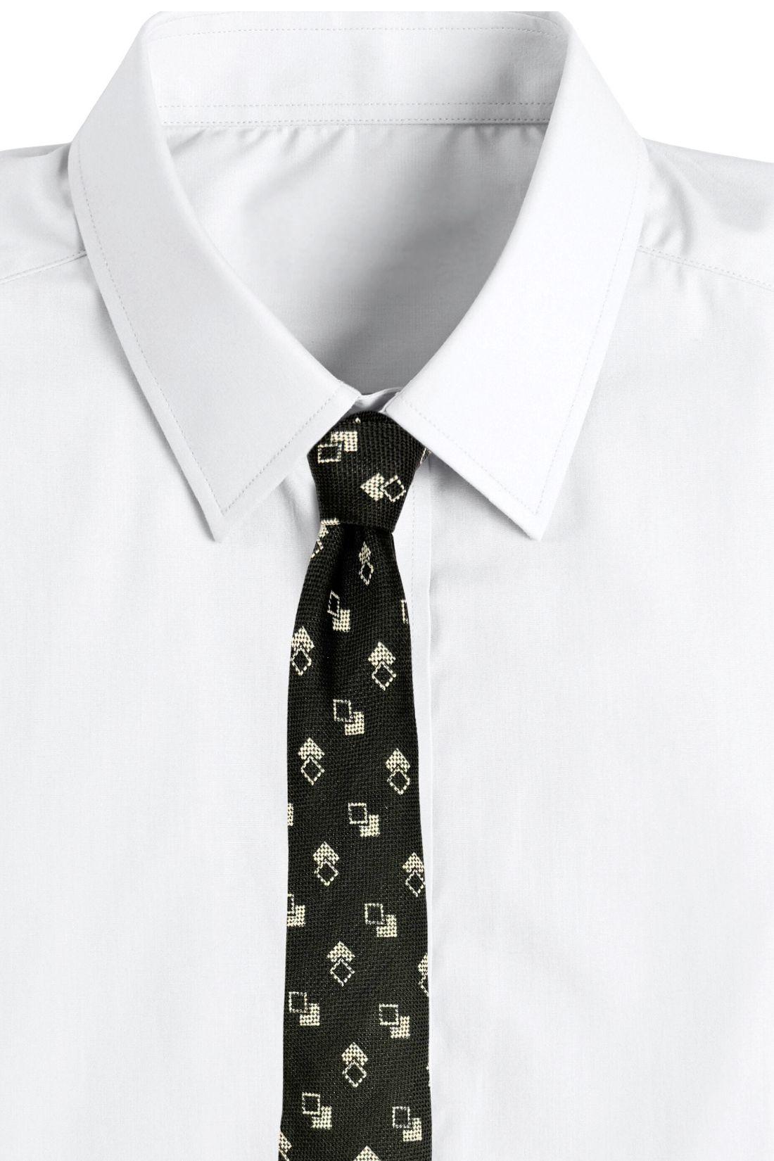 Black and Grey Geometric Silk Necktie for Men