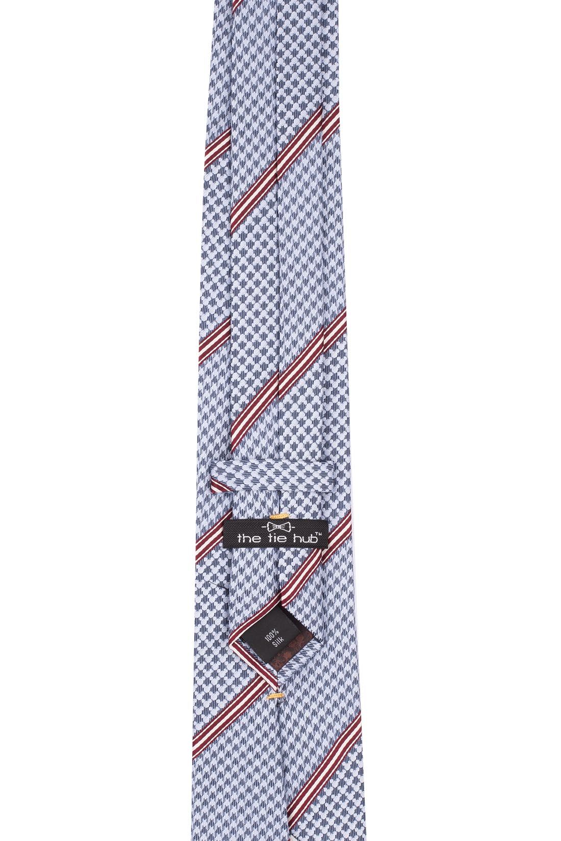 Sky Blue Checkered Silk Necktie for Men